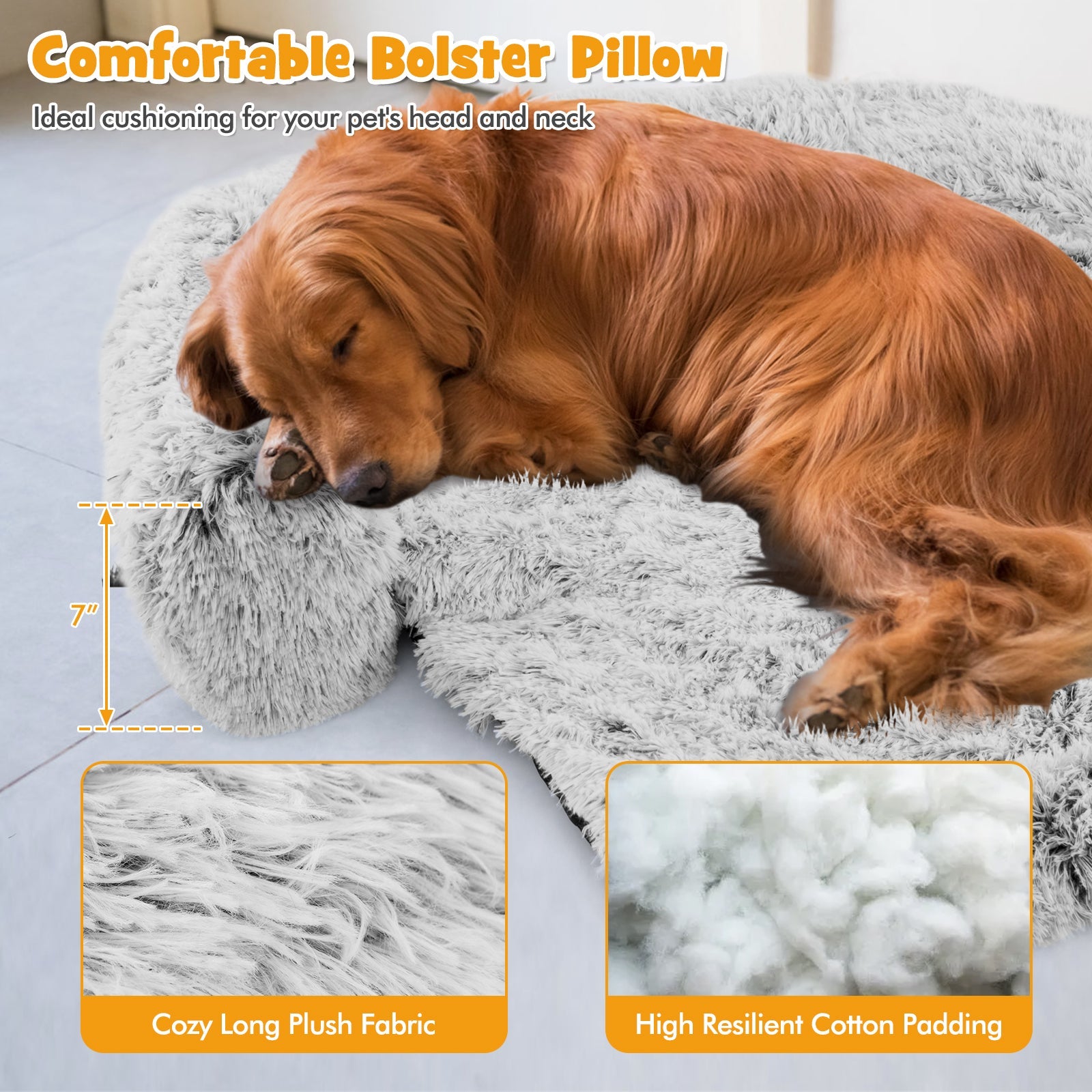 Gray Plush Calming Dog Couch Bed – Large Size by Gbruno