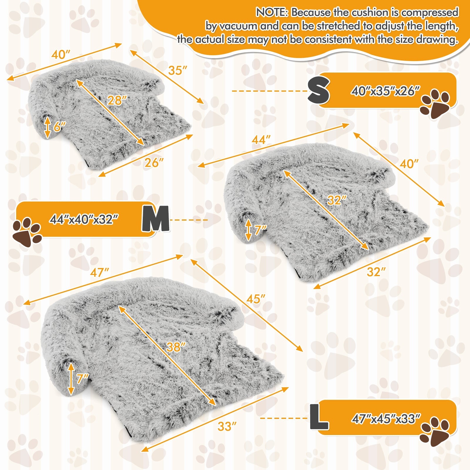 Gray Plush Calming Dog Couch Bed – Large Size by Gbruno