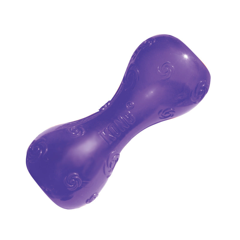 KONG Squeezz Dumbbell Dog Toy with Recessed Squeaker