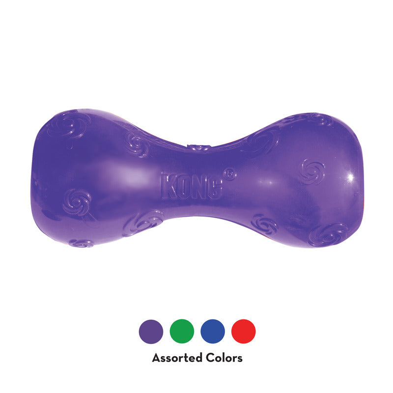 KONG Squeezz Dumbbell Dog Toy with Recessed Squeaker