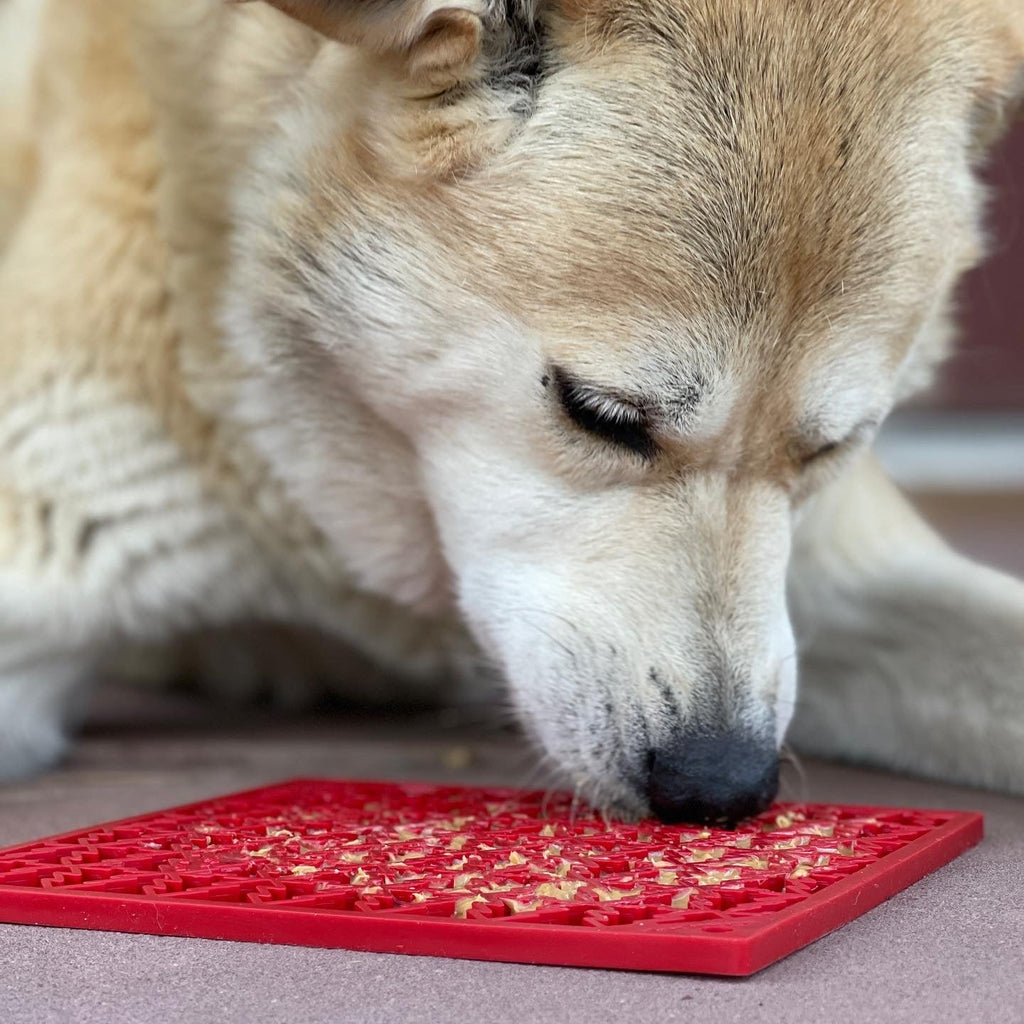 Christmas Tree Dog Lick Mat with Peace Pattern, 8" x 8"