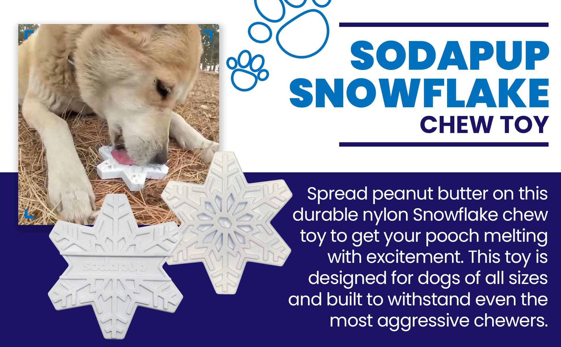 Snowflake Ultra Durable Nylon Dog Chew Toy with Treat Pockets