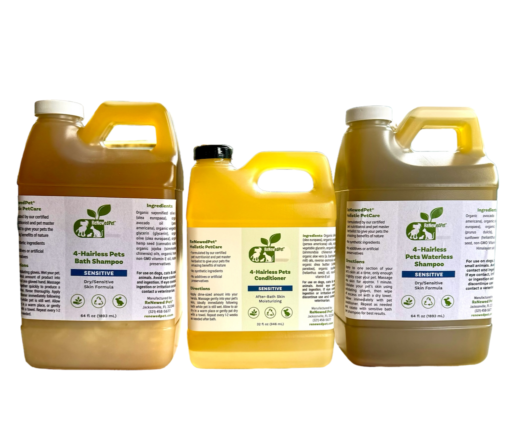 4-HAIRLESS PETS SENSITIVE SHAMPOO, WATERLESS & CONDITIONER KIT