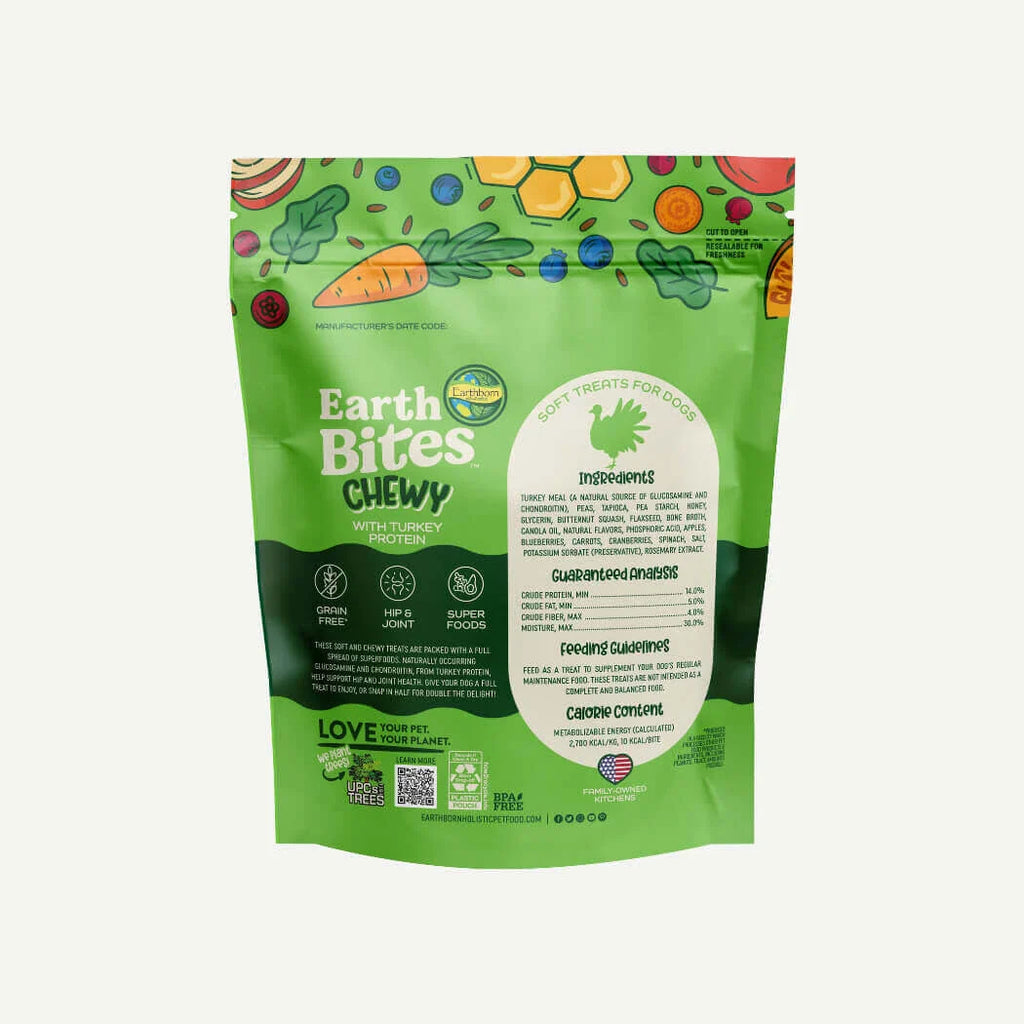 EarthBites Chewy Grain-Free Dog Treats with Turkey Protein