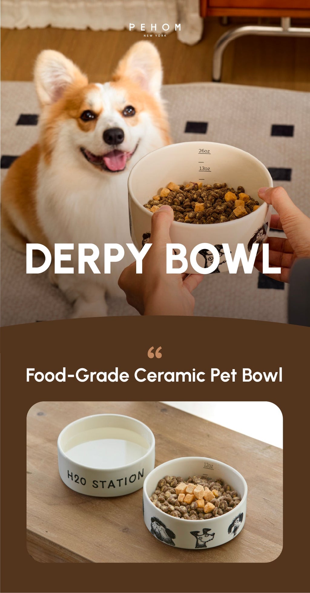 Ceramic Pet Bowl with Non-Slip Silicone Base