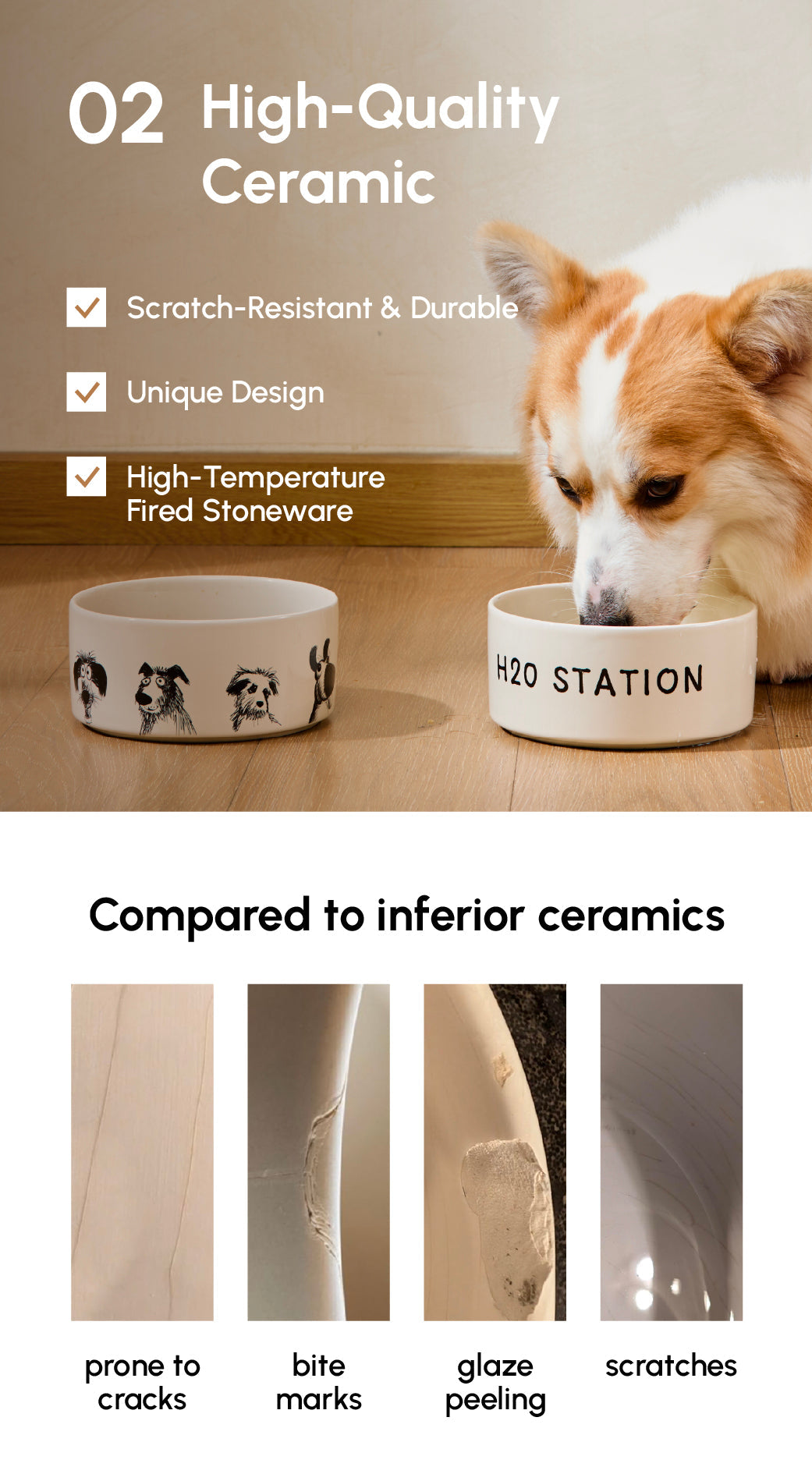 Ceramic Pet Bowl with Non-Slip Silicone Base