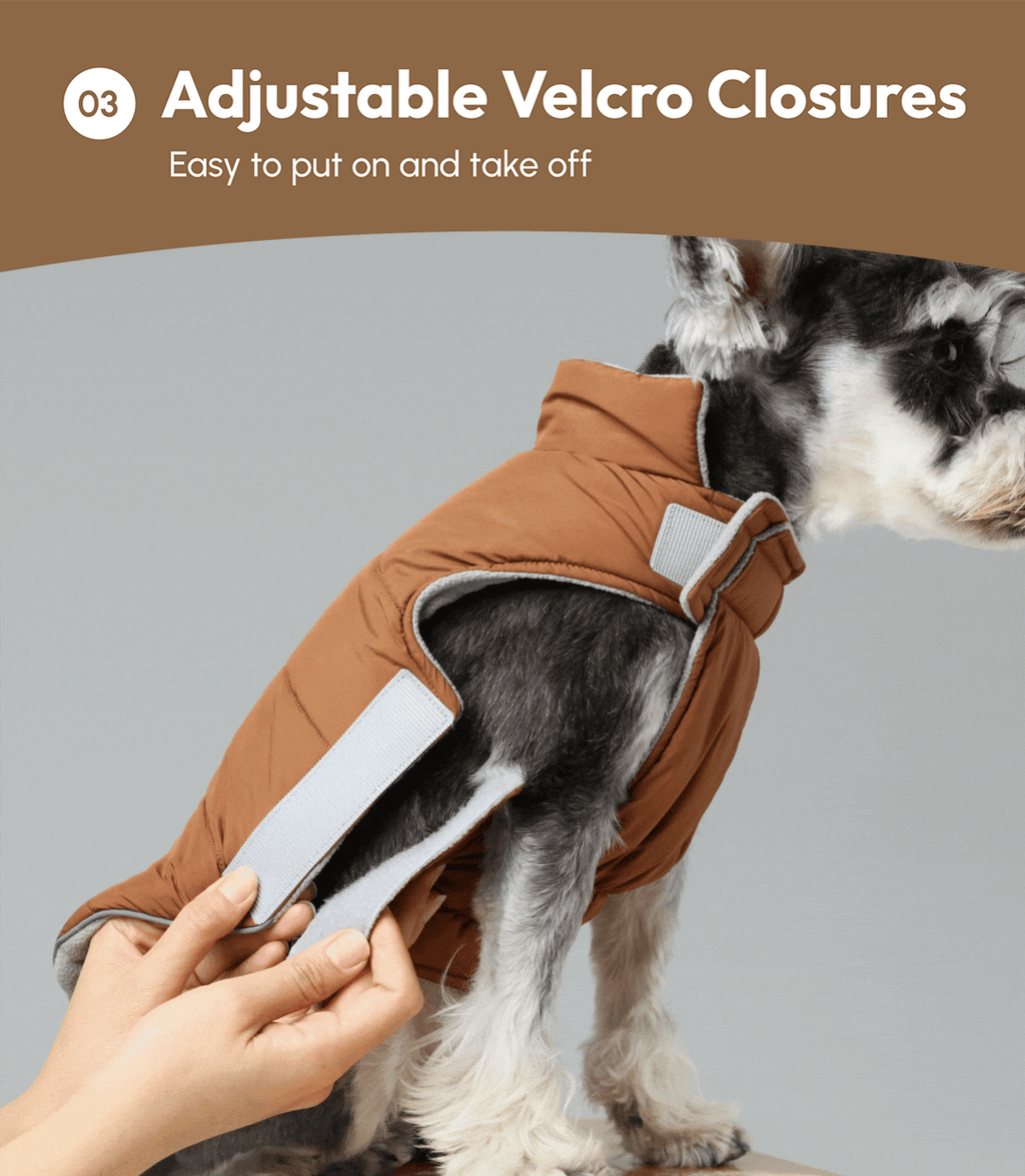 Reversible Dog Jacket with Polar Fleece Lining and Reflective Trim