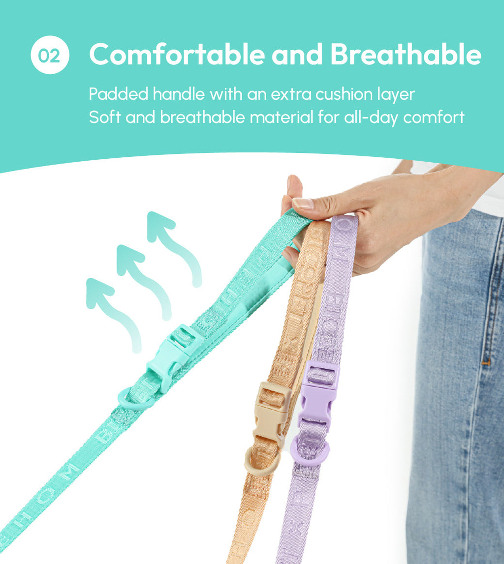 Durable Dog Leash with Padded Handle – Apricot, Mint Purple, Mint Green