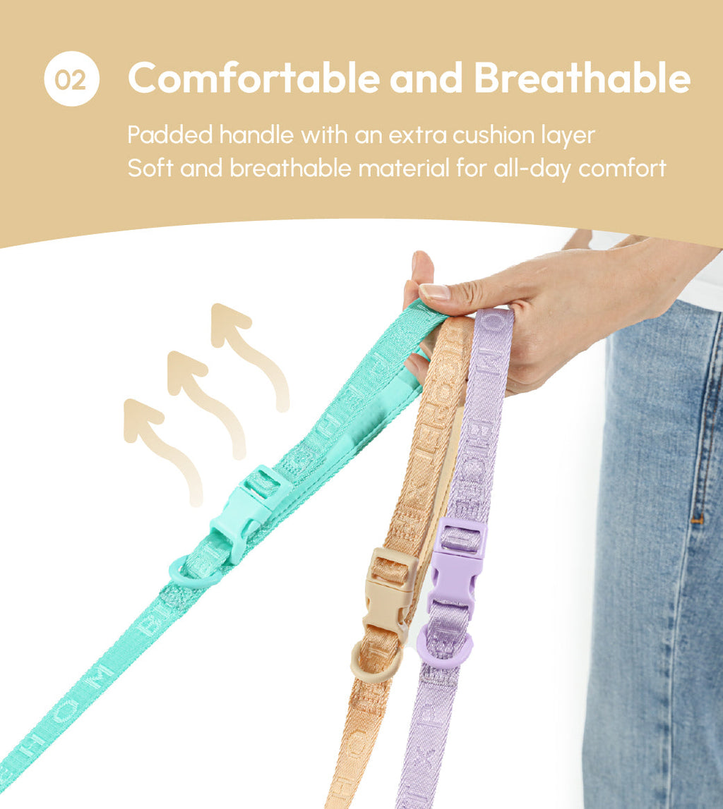Durable Padded Dog Leash with Reinforced Stitching – Apricot, Mint Purple, Mint Green