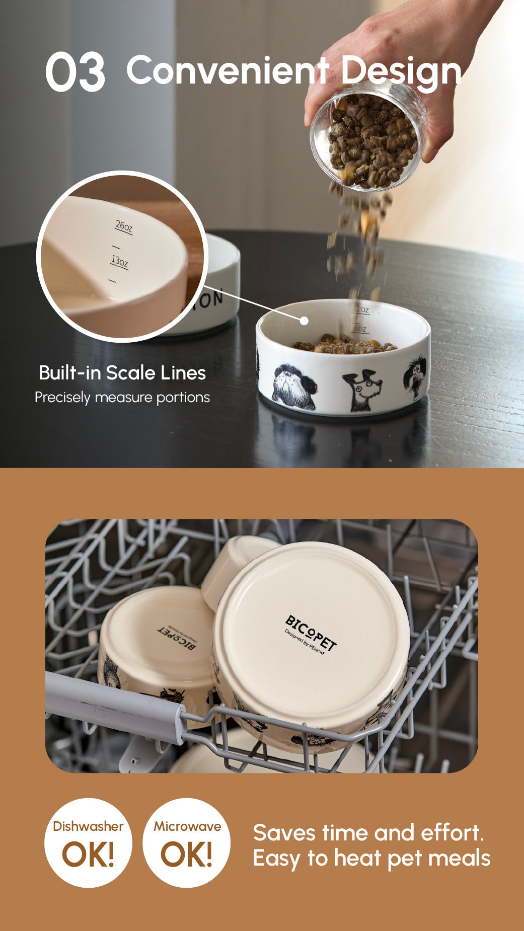 Ceramic Pet Bowl with Non-Slip Silicone Base