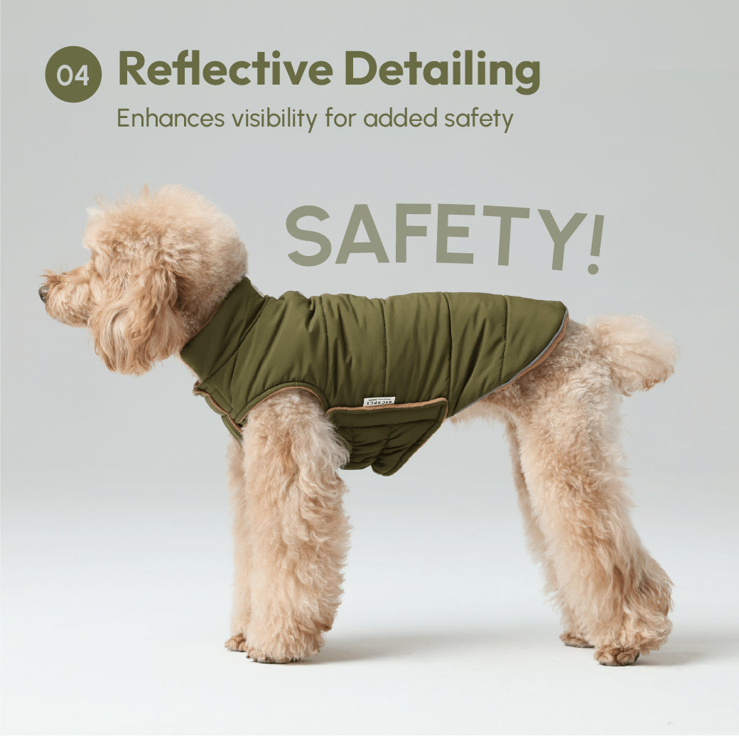 Reversible Dog Jacket with Polar Fleece Lining and Reflective Trim