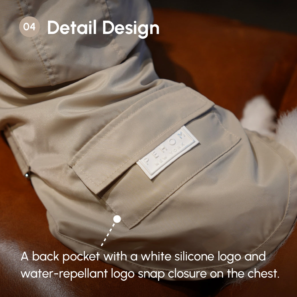 Water-Repellent Dog Jacket with Adjustable Belt and Back Pocket