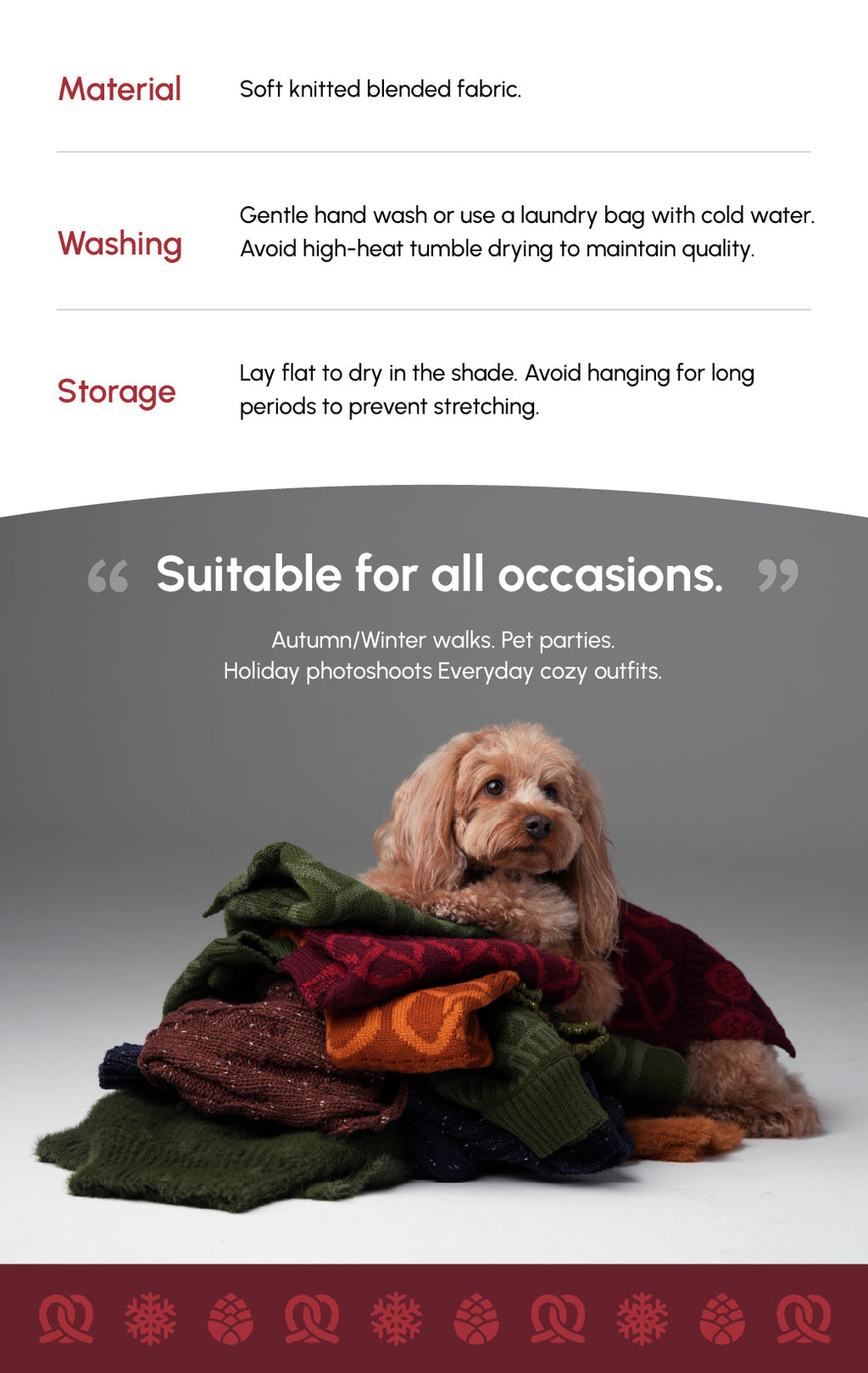 Pretzel Pet Sweater - Burgundy Red