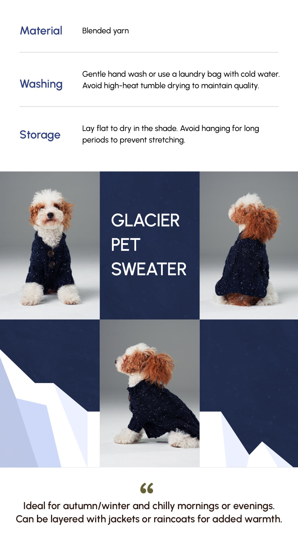 High-Neck Textured Knit Dog Sweater with Chest Buttons