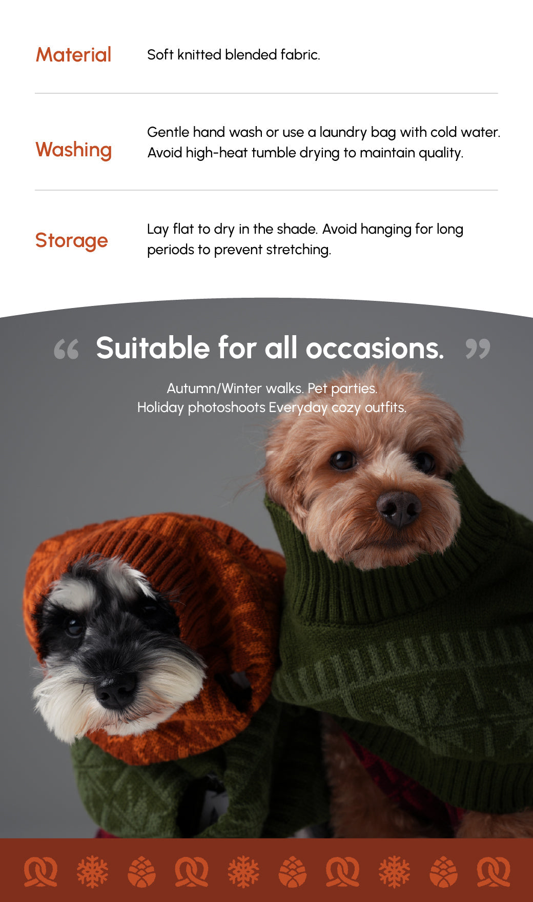Cozy Knit Pet Sweater in Breathable Acrylic Fiber, Six Sizes