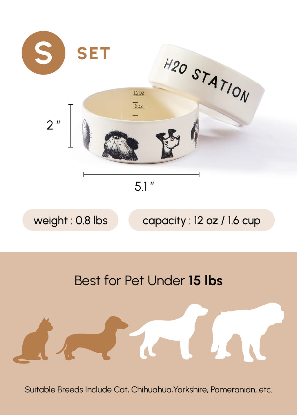 Ceramic Pet Bowl with Non-Slip Silicone Base