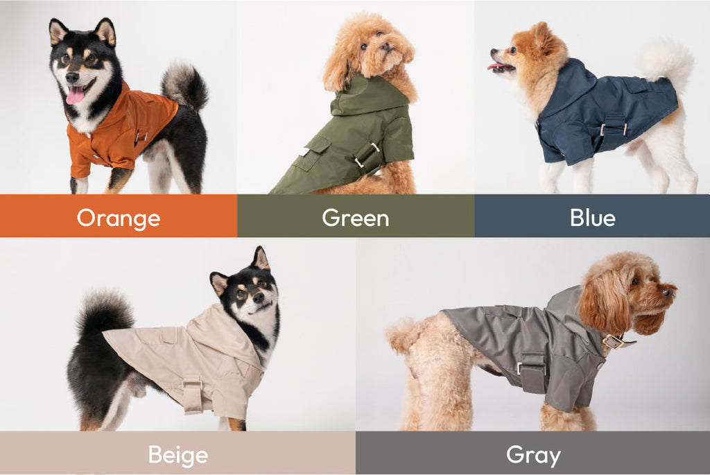 Water-Repellent Dog Jacket with Adjustable Belt and Back Pocket