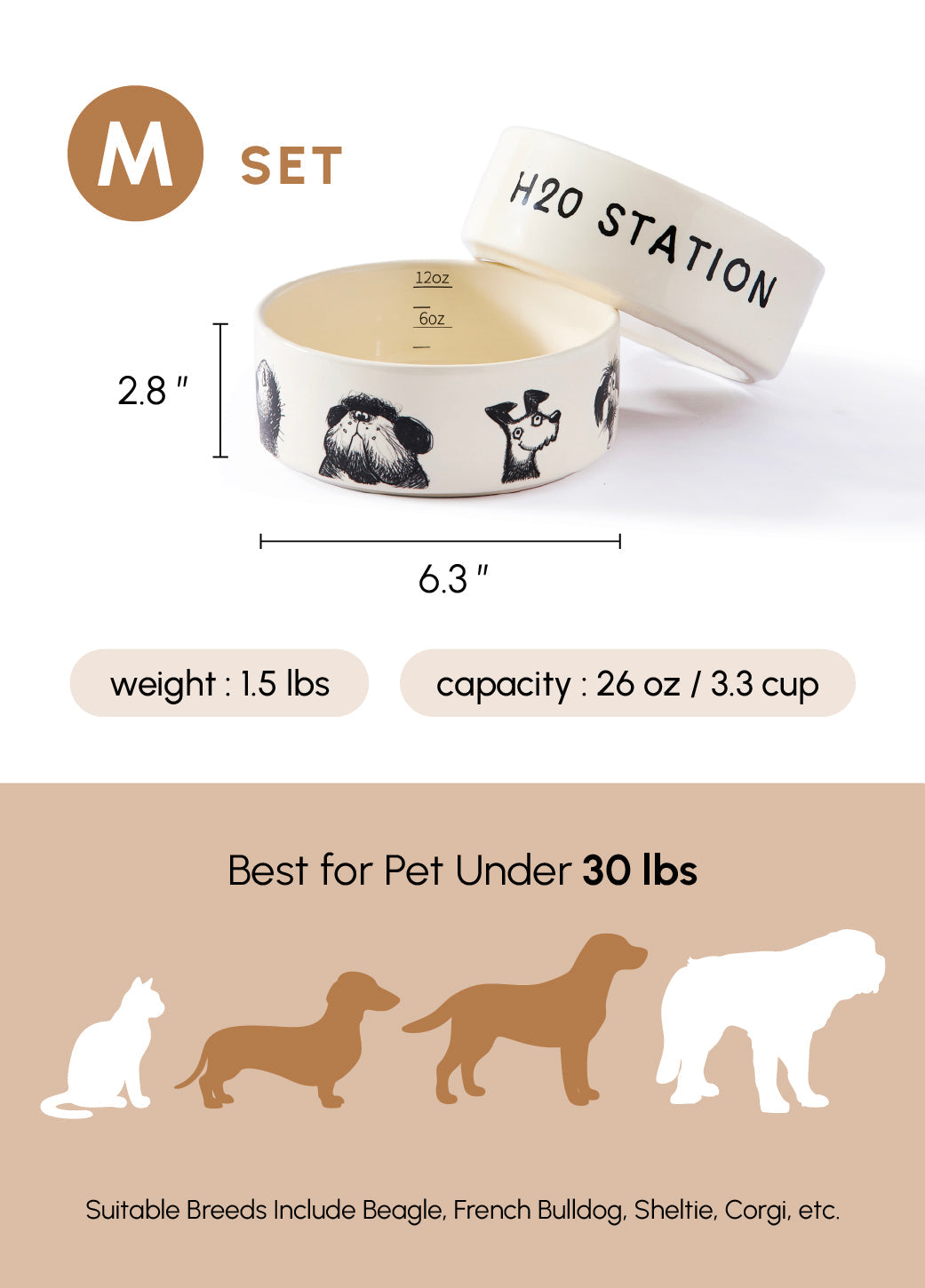 Ceramic Pet Bowl with Non-Slip Silicone Base