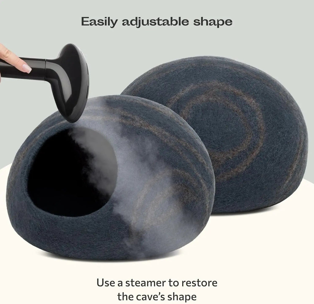 Merino Wool Cat Bed Cave – Handmade, Eco-Friendly
