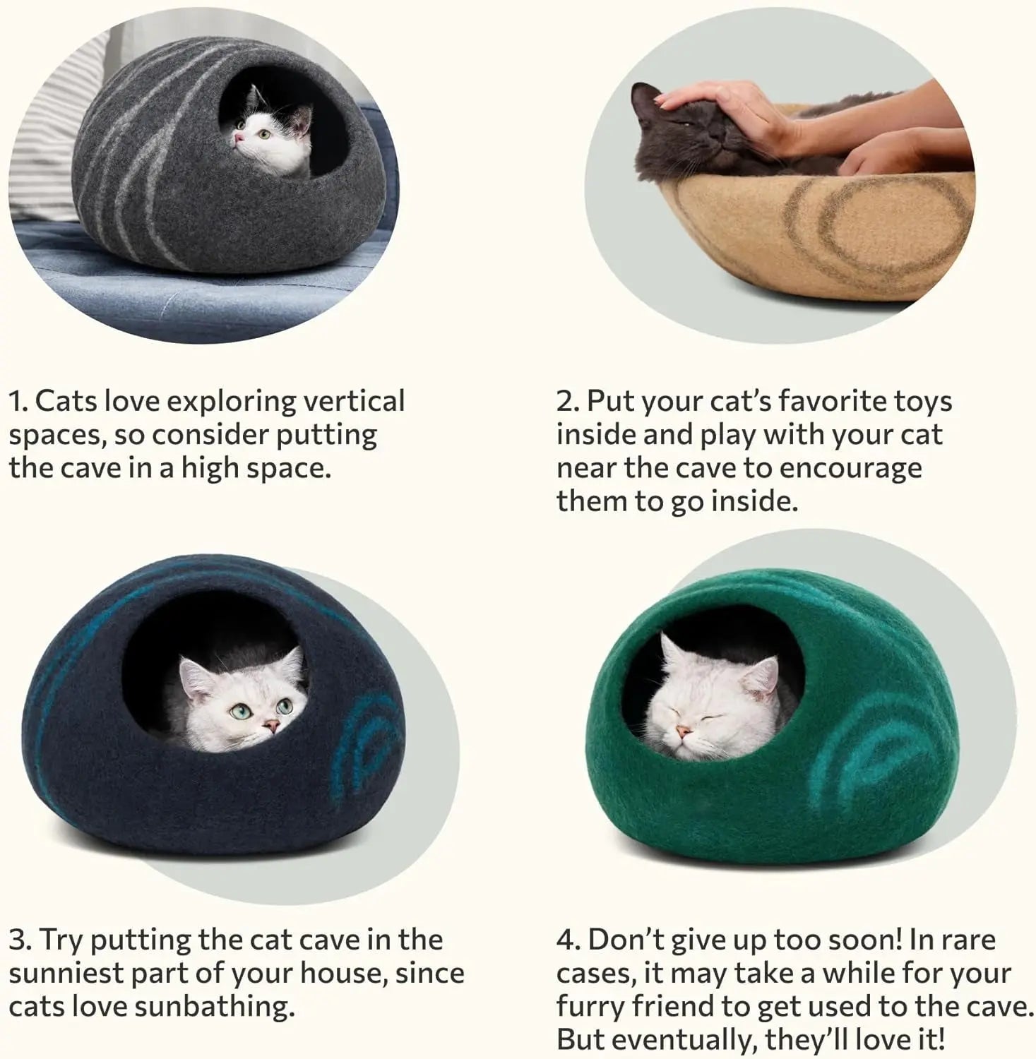 Merino Wool Cat Bed Cave – Handmade, Eco-Friendly