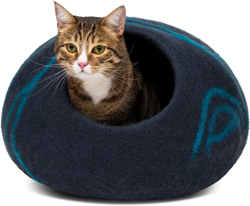 Merino Wool Cat Bed Cave – Handmade, Eco-Friendly