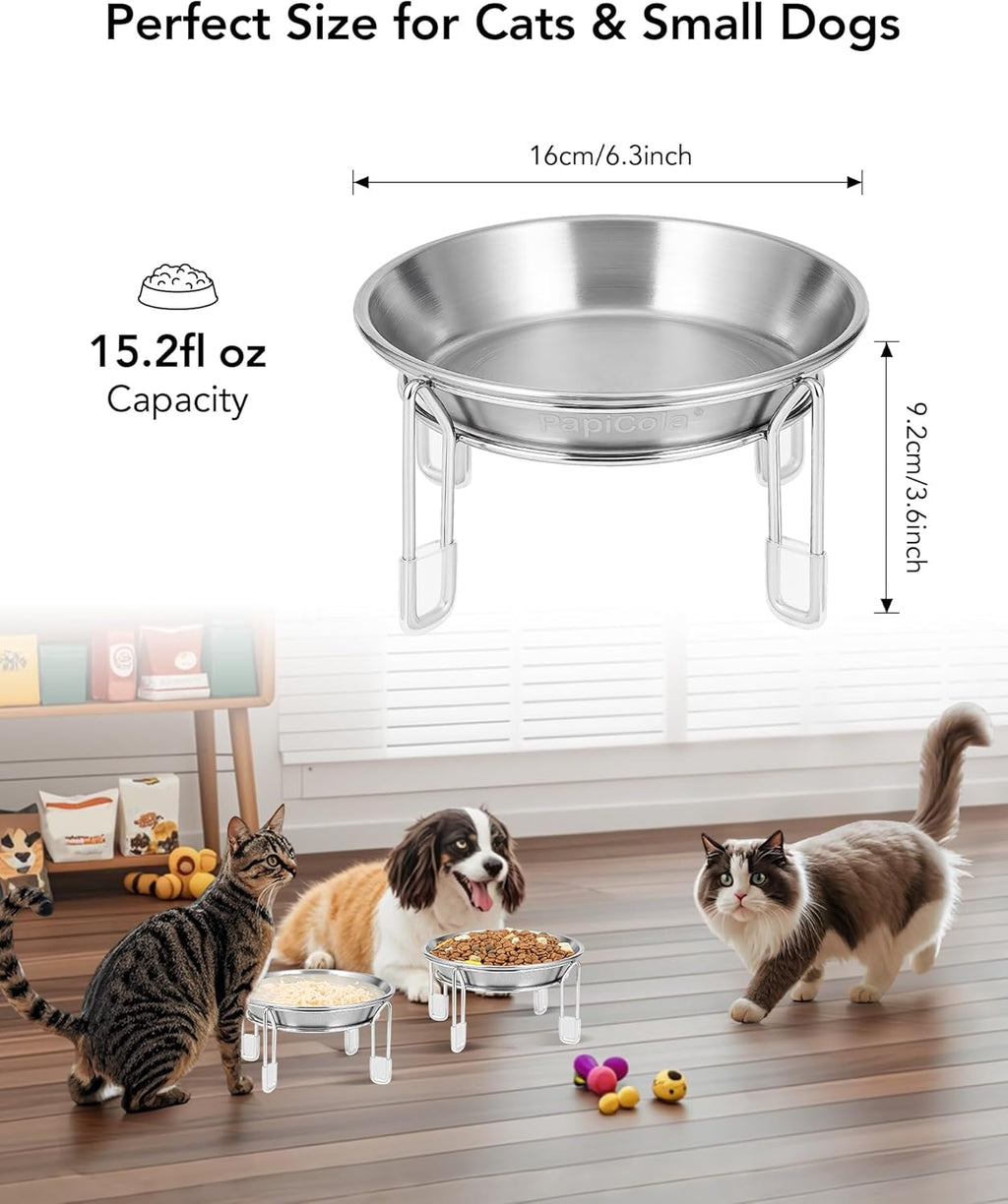 Elevated Stainless Steel Bowls for Cats & Small Dogs
