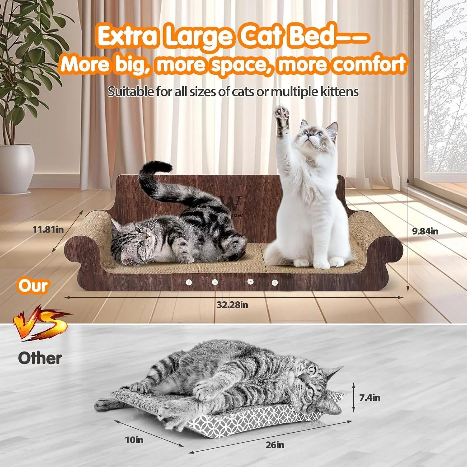 Extra Large Modern Cat Scratcher Bed & Lounge