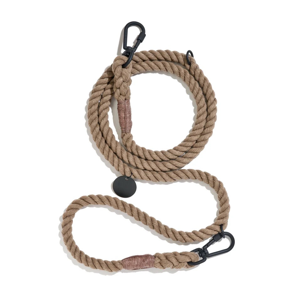 Marine-Grade Rope Dog Leash with Brass Hardware, 7FT