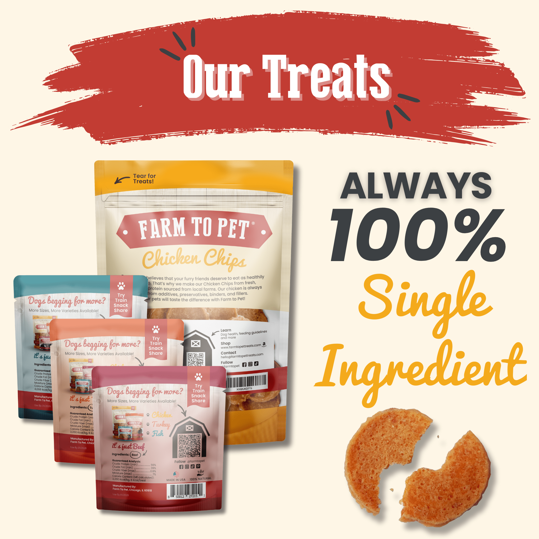 Puppy Pack Single-Ingredient Treats – Chicken, Beef, Fish & Turkey