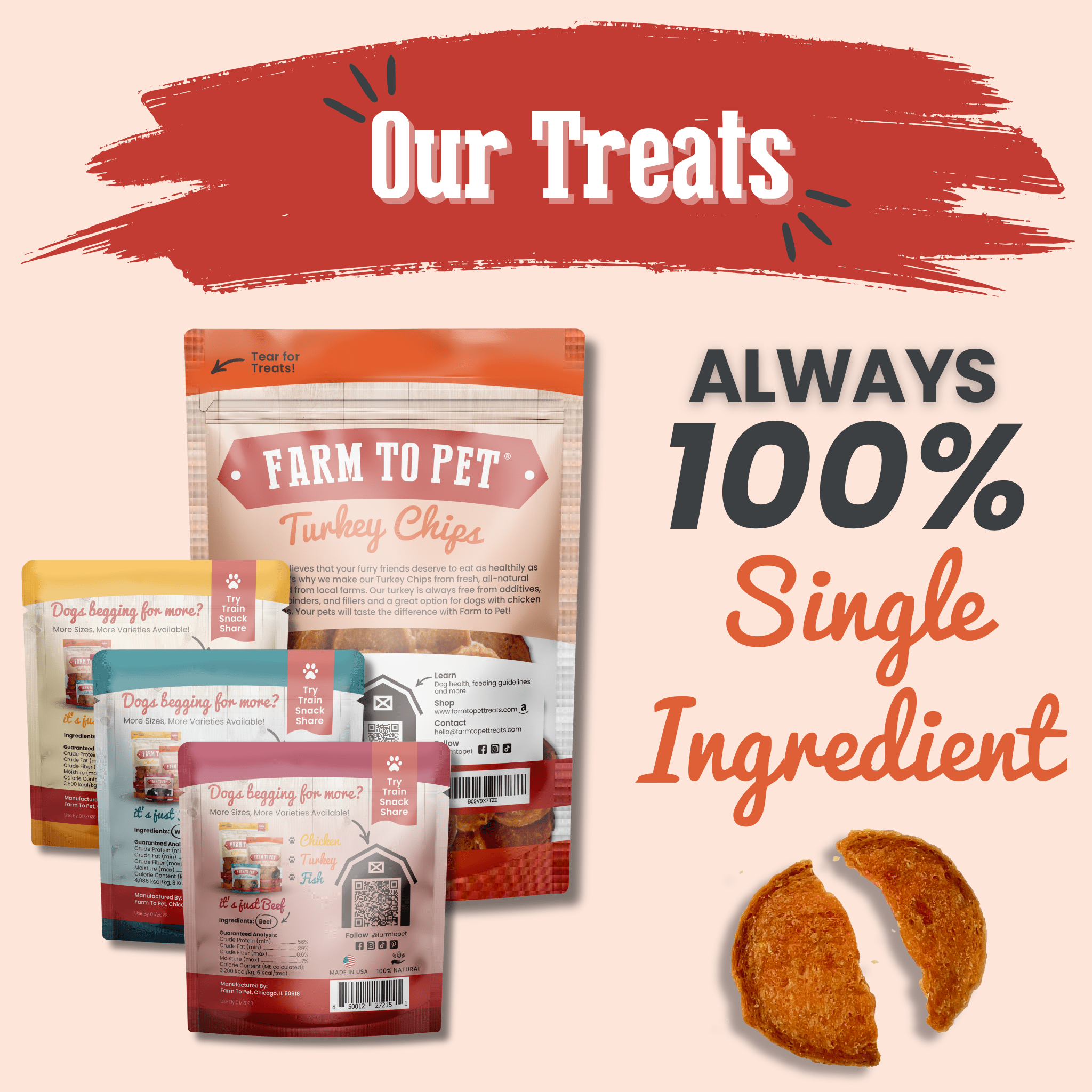 Puppy Pack Single-Ingredient Treats – Chicken, Beef, Fish & Turkey