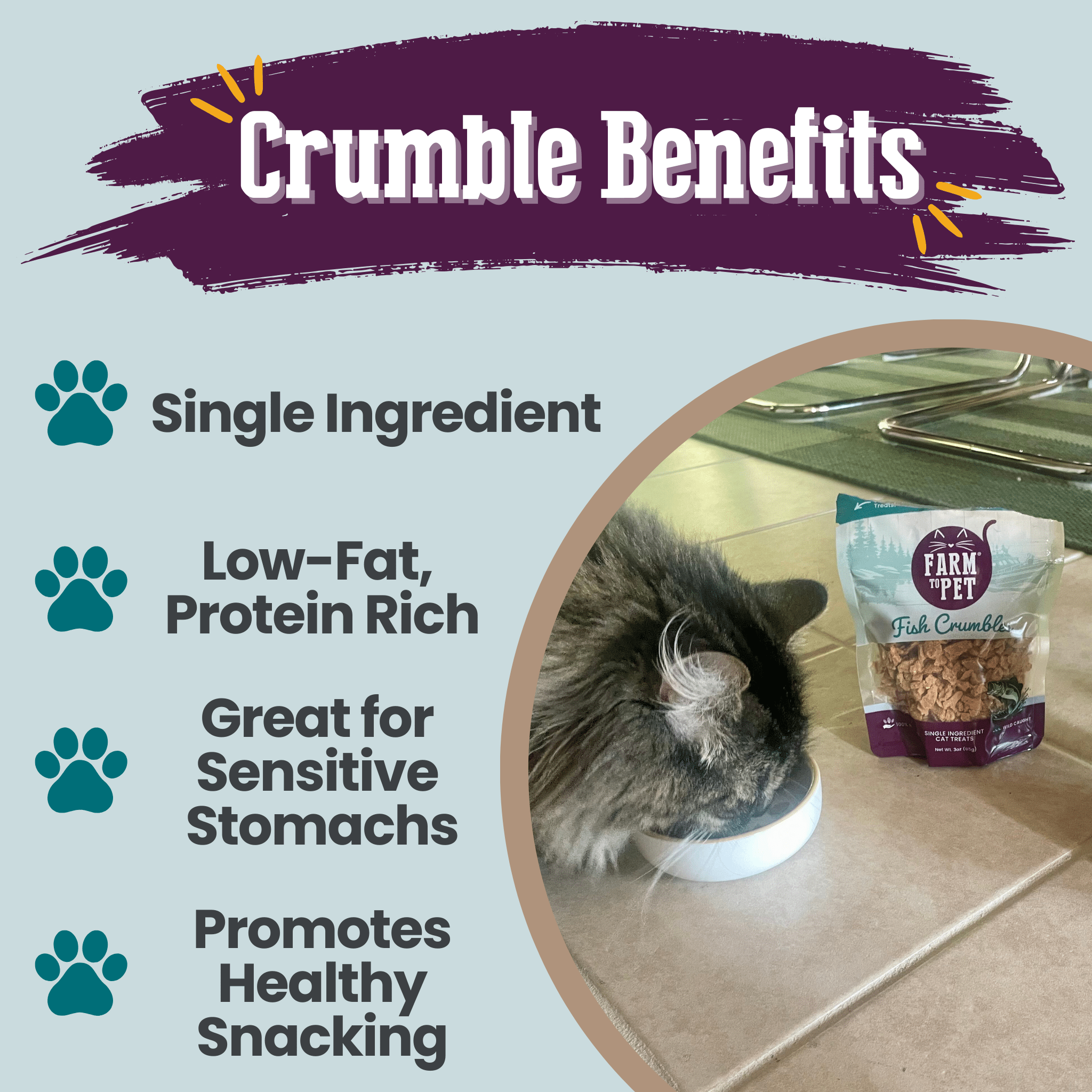 Fish Crumbles Cat Treats – 100% Walleye Fillet, Grain-Free
