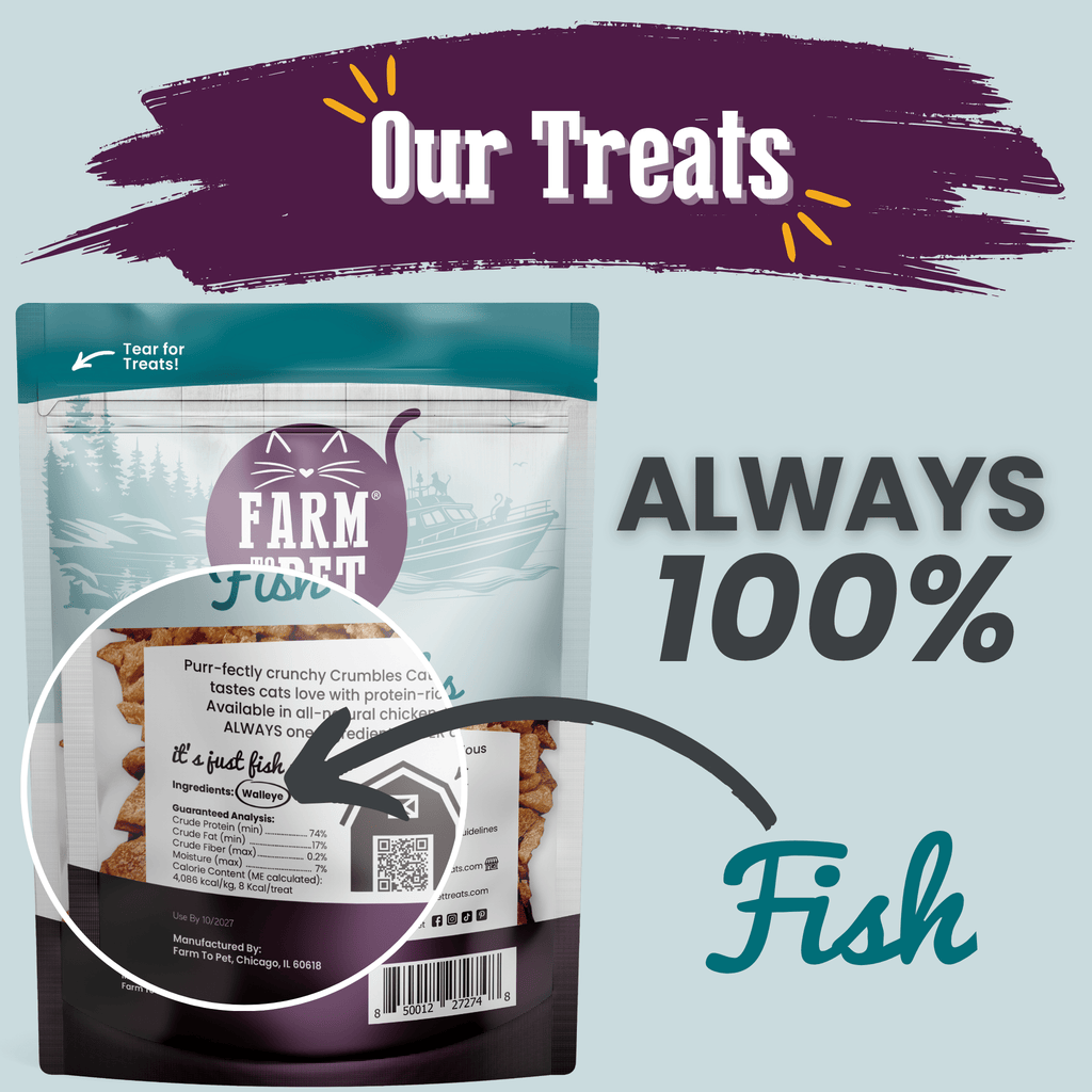 Fish Crumbles Cat Treats – 100% Walleye Fillet, Grain-Free