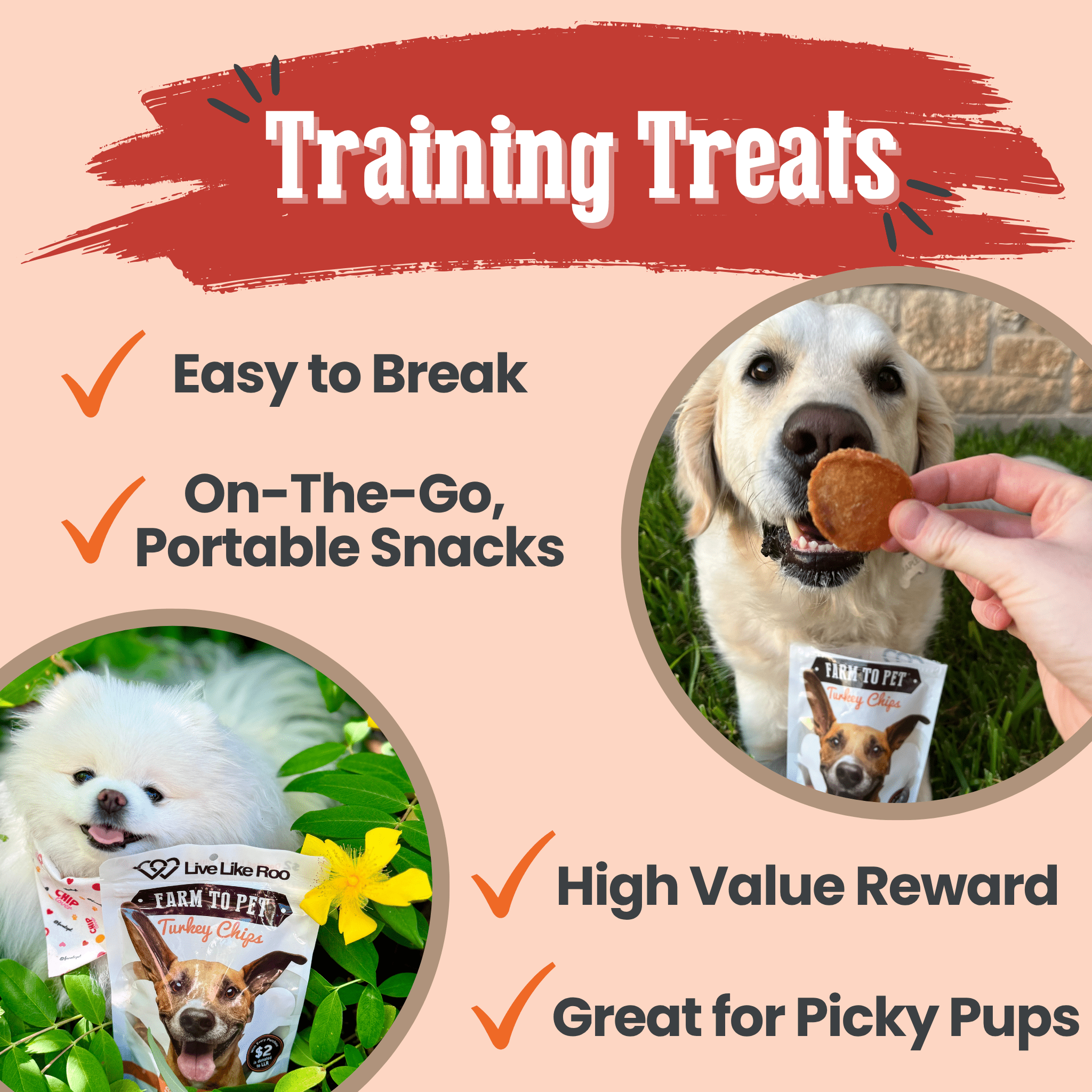 Live Like Roo Turkey Chips Dog Treats – Single Ingredient