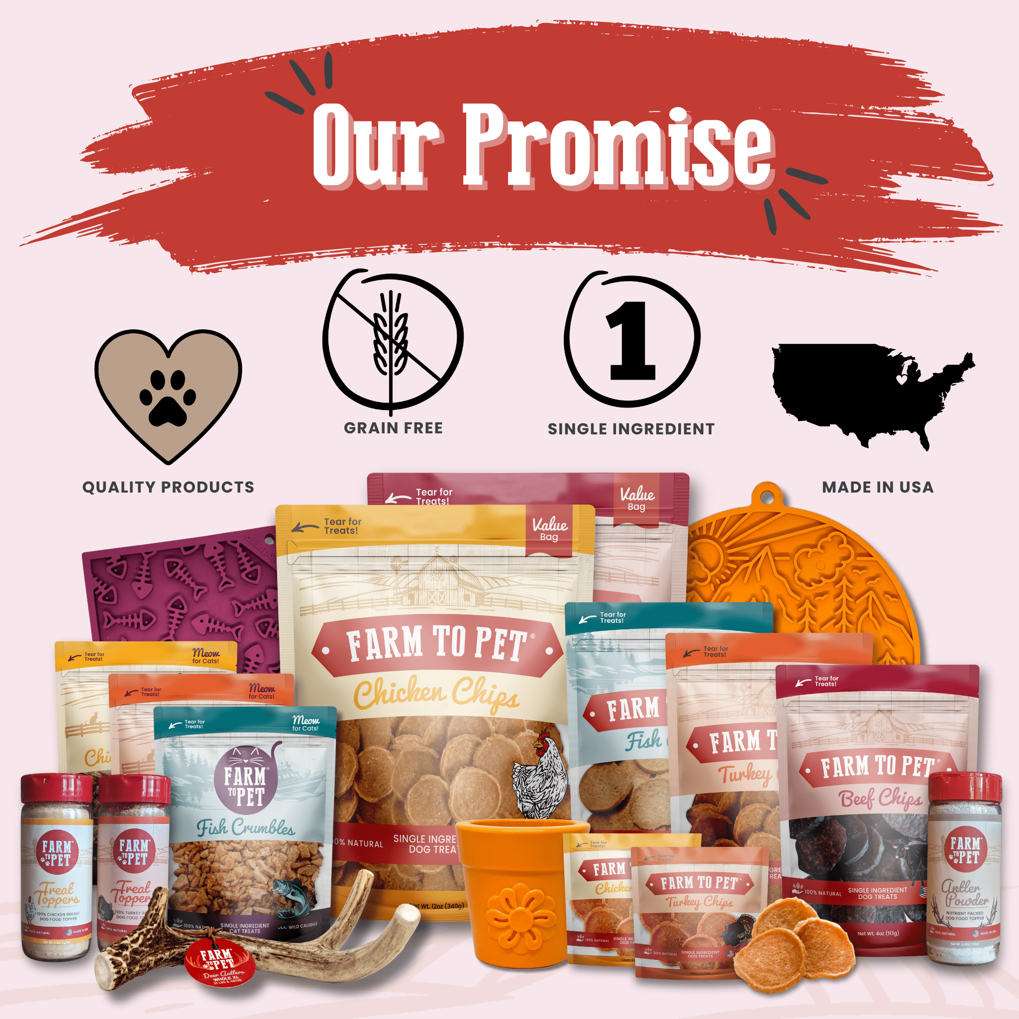 Farm to Pet Beef Chips Dog Treats – Single Ingredient, 100% Beef