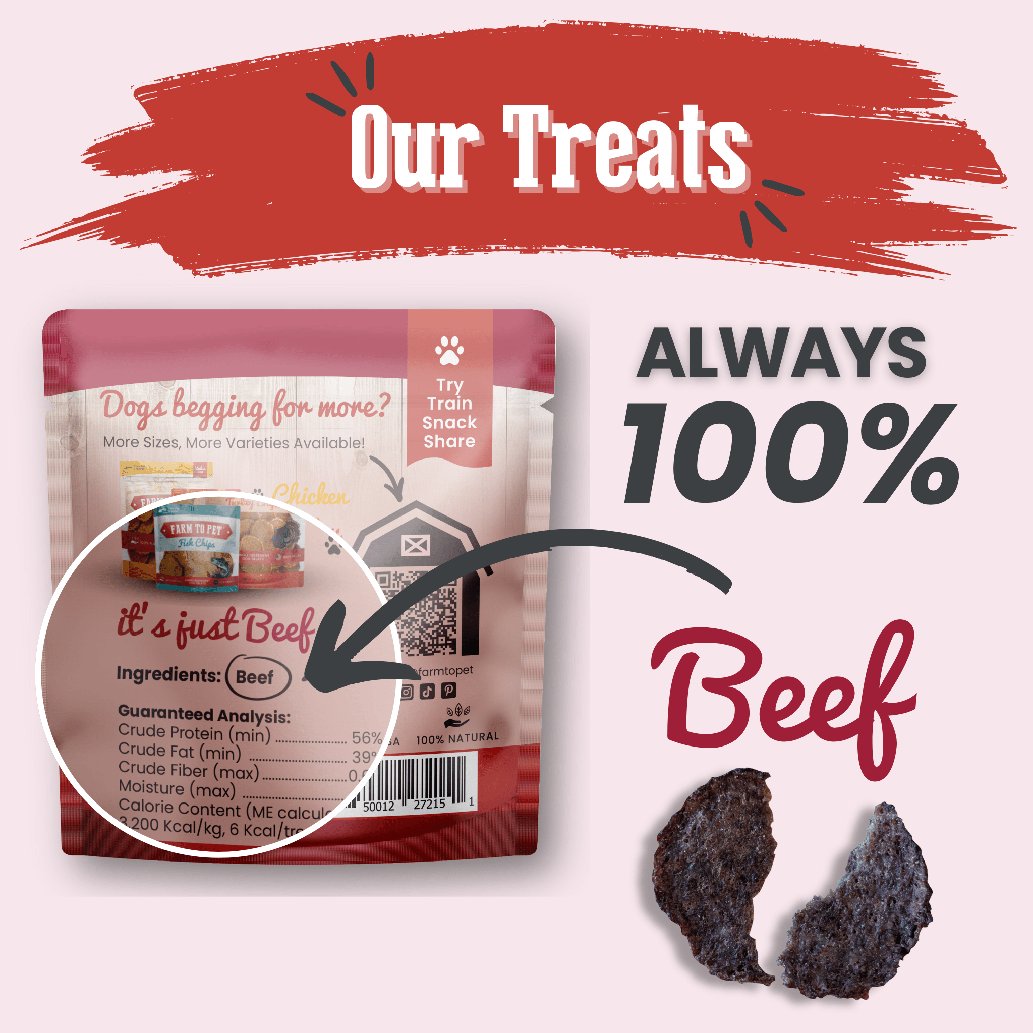 Beef Chip Snack Pack Bundle for Dogs & Cats, 6-Pack
