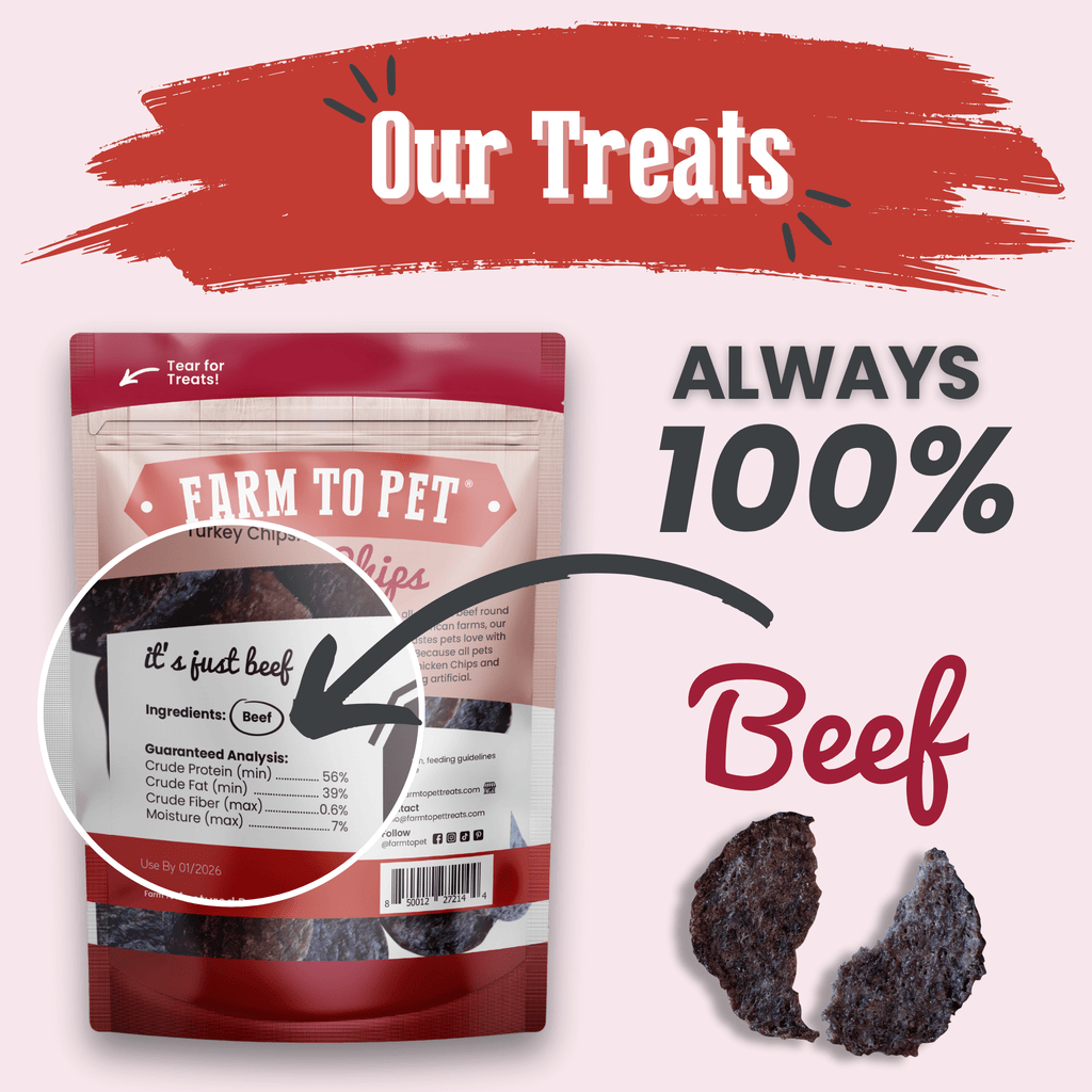 Farm to Pet Beef Chips Dog Treats – Single Ingredient, 100% Beef