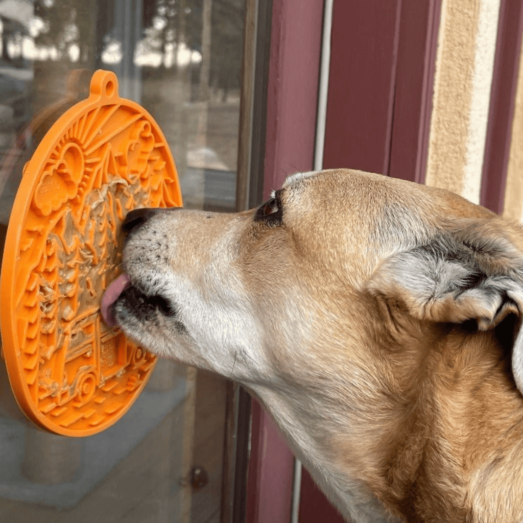 Suction Cup Lick Mat for Dogs and Cats, 8" Diameter, USA-Made Rubber