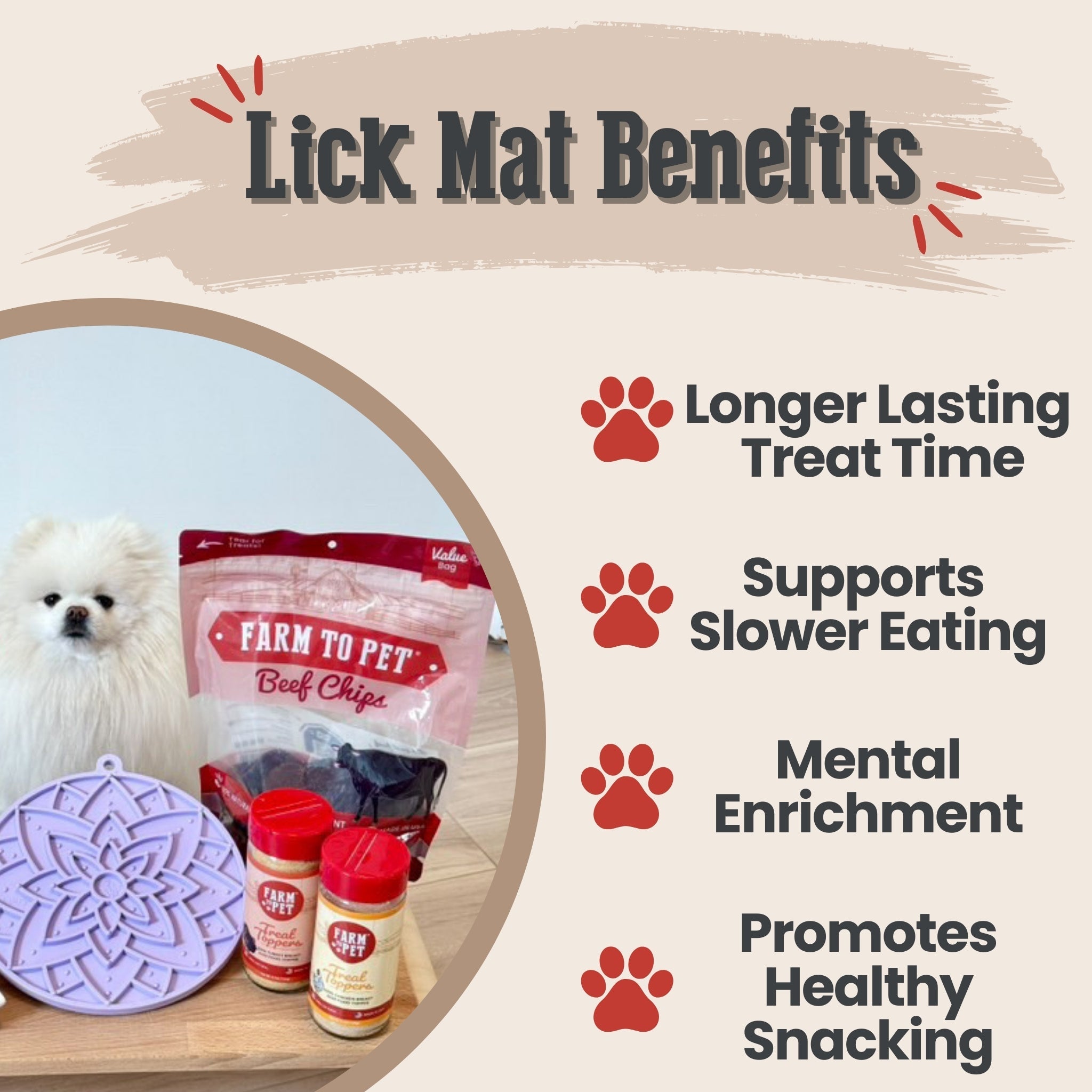 Suction Cup Lick Mat for Dogs and Cats, 8" Diameter, USA-Made Rubber