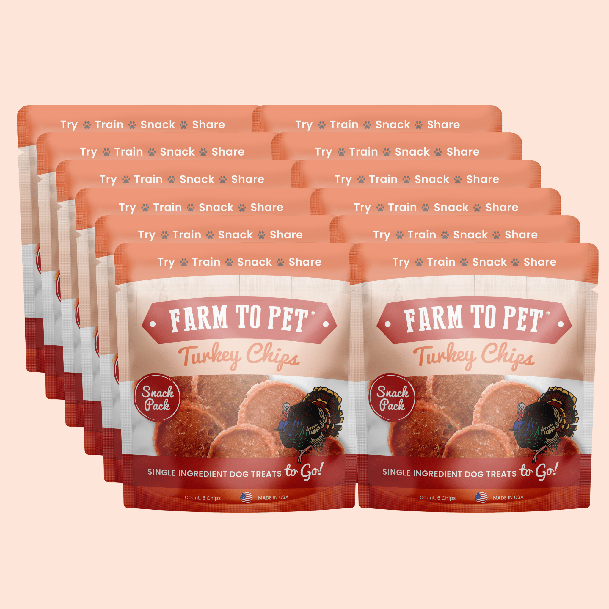 Turkey Chips Snack Pack for Dogs & Cats, 6 Pieces