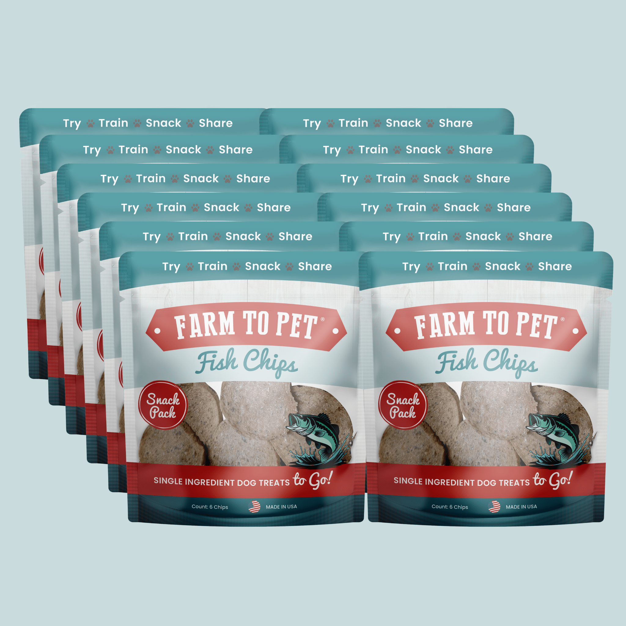 Walleye Fish Chip Snack Pack for Dogs & Cats, 6 Pieces