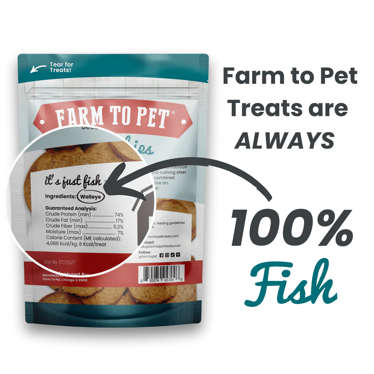 Fish Chips Dog & Cat Treats – 100% Lake Erie Walleye