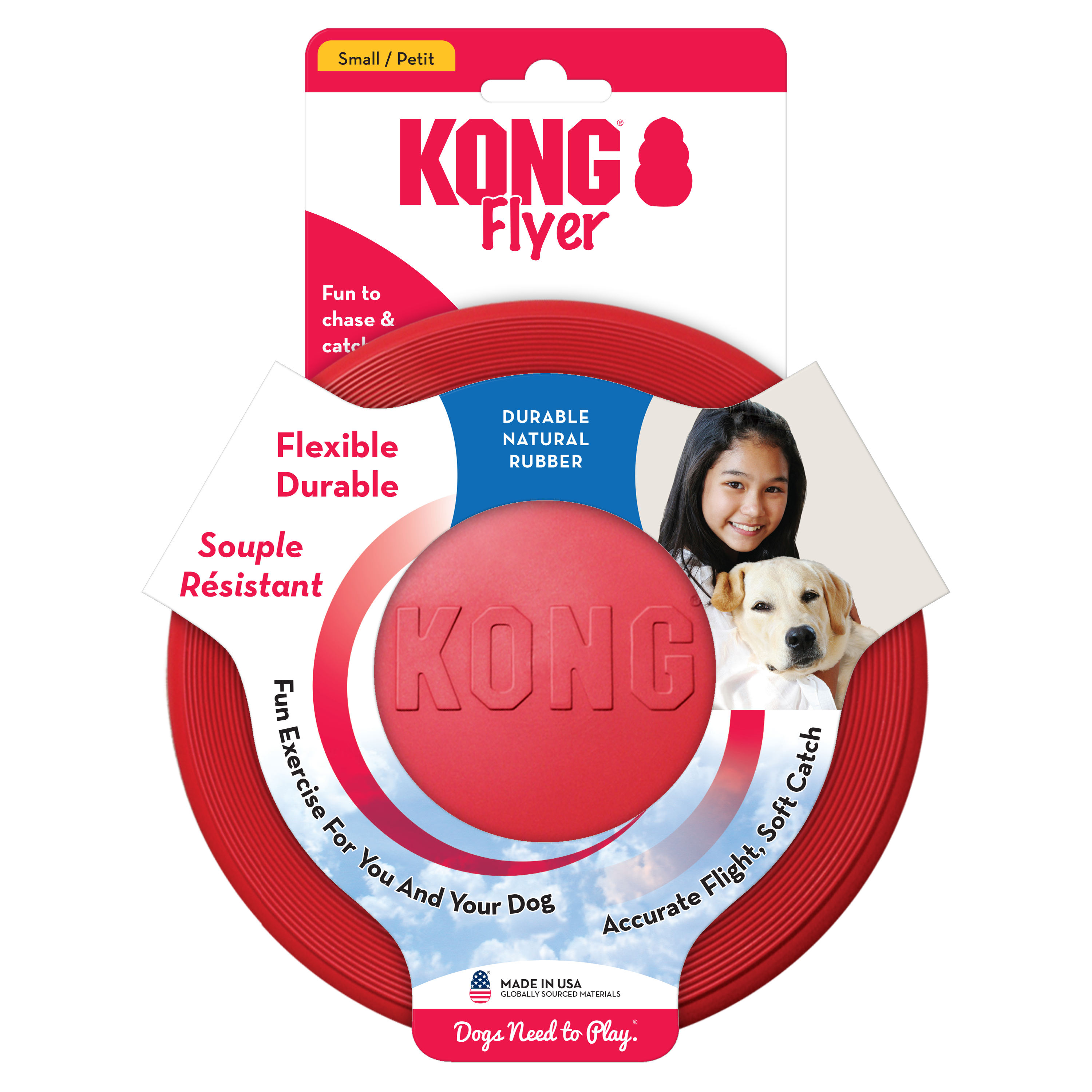 KONG Classic Flyer Durable Rubber Dog Fetch Disc