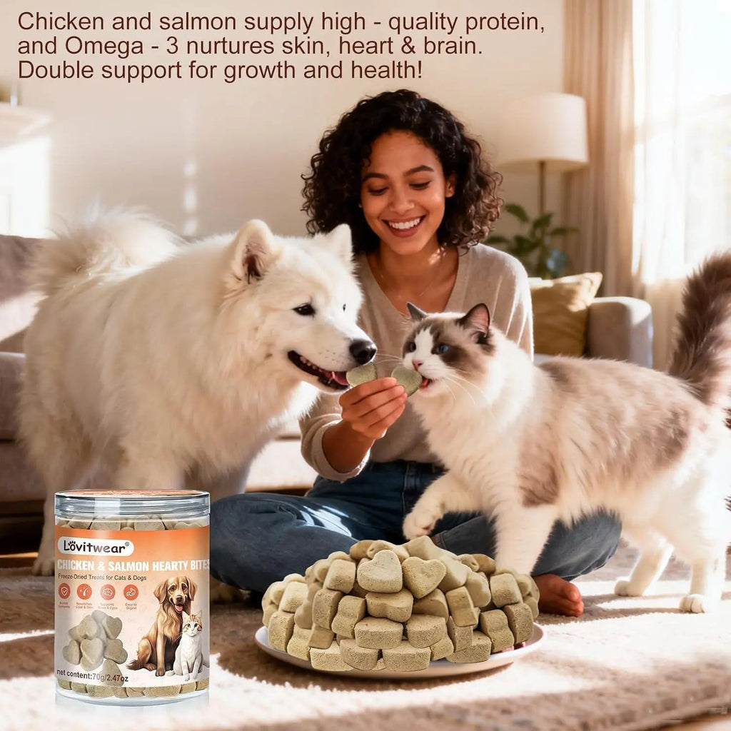 Freeze-Dried Chicken & Salmon Bites for Dogs and Cats