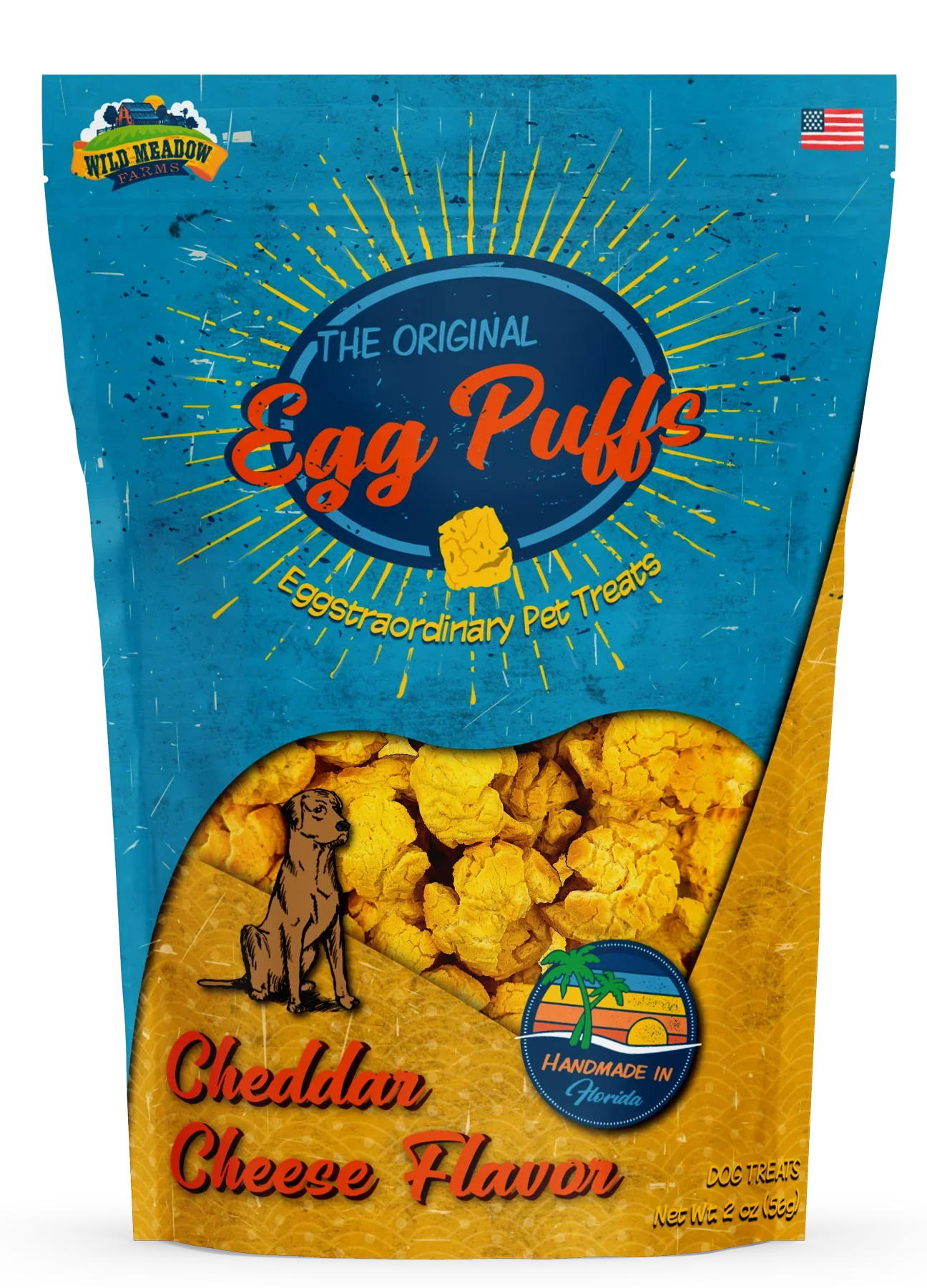 Egg & Cheddar Cheese Pet Treats – Crispy Dehydrated Puffs 2 oz