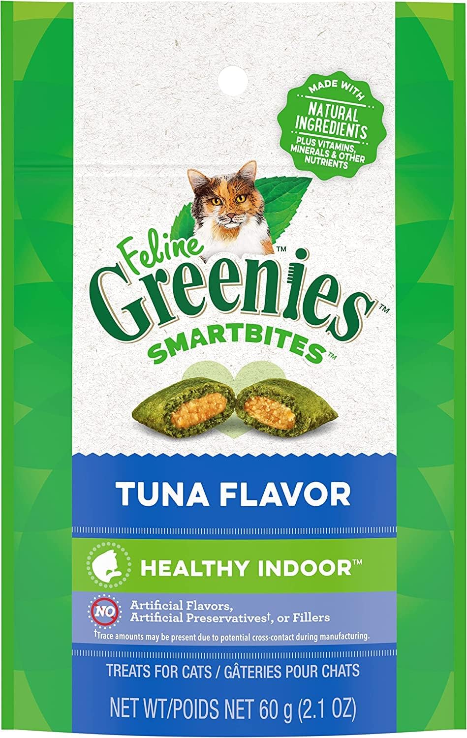 FELINE GREENIES SMARTBITES Hairball Control Cat Treats Tuna Flavor