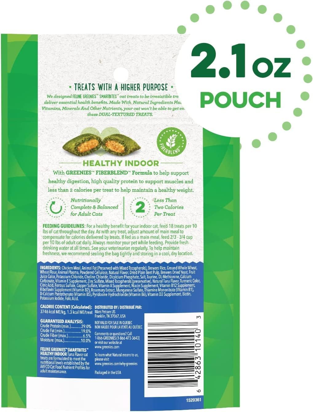 FELINE GREENIES SMARTBITES Hairball Control Cat Treats Tuna Flavor