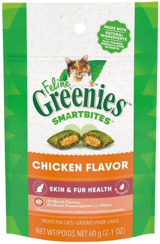 FELINE GREENIES SMARTBITES Skin & Fur Cat Treats Chicken Flavor