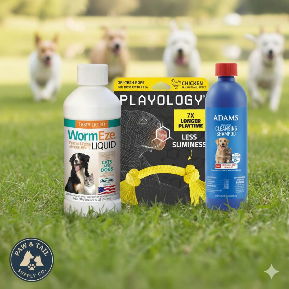 At-Home Parasite Care Kit for Dogs with Dewormer, Flea Shampoo & Toy