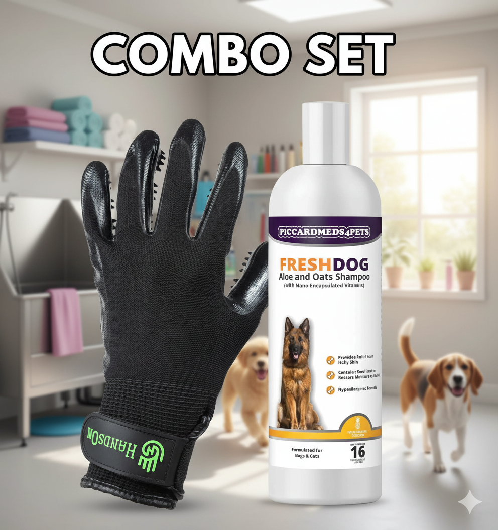 Aloe & Oats Pet Grooming Kit with HandsOn Gloves (Small)