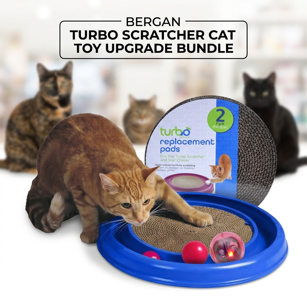 Bergan Turbo Scratcher Bundle with LED Ball and Extra Pads